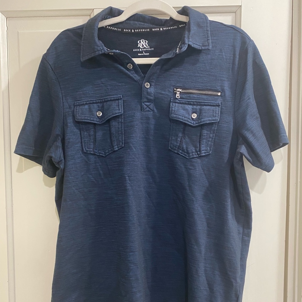 Rock and Republic Blue Polo Large